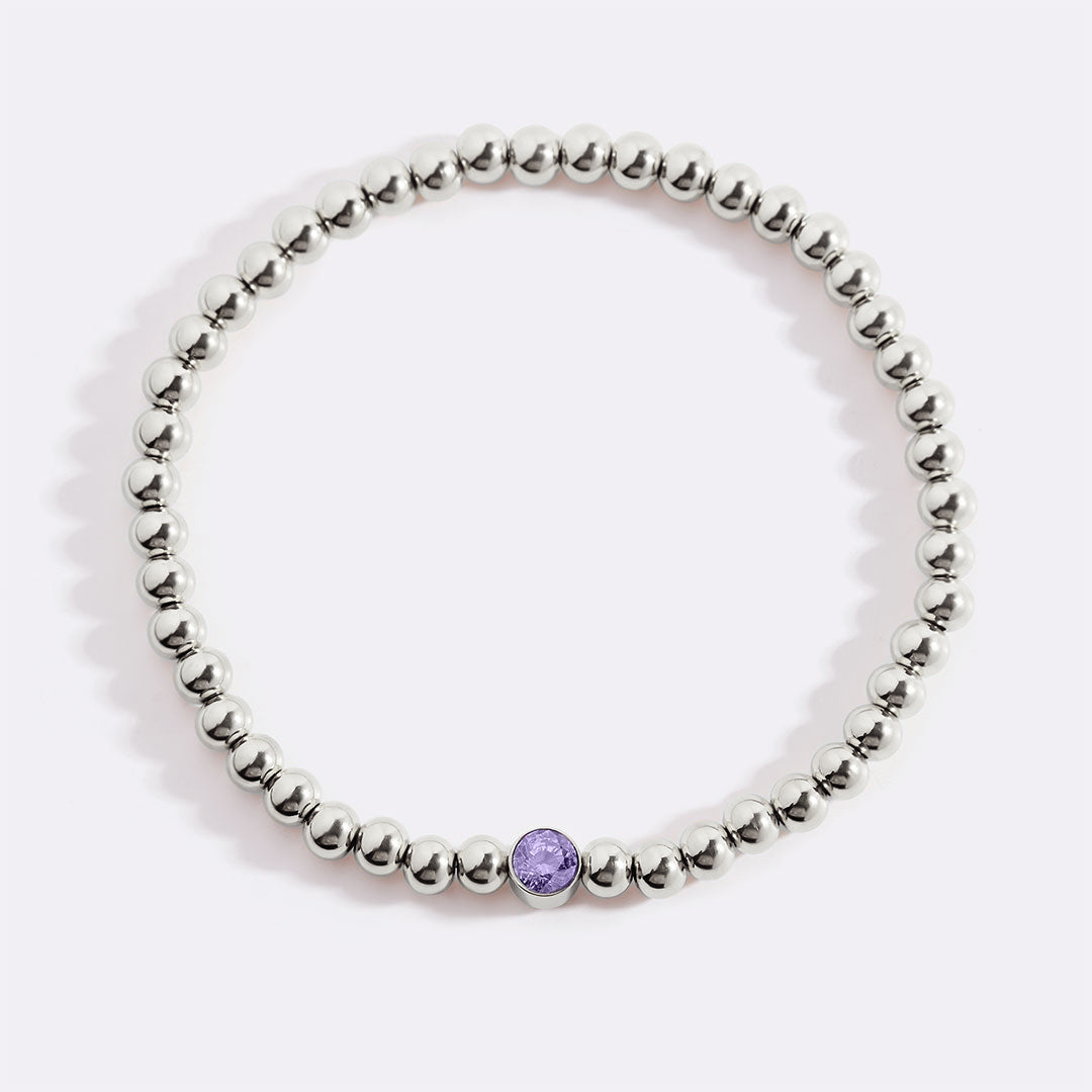 Mint & Lily Bracelet à Perles Bulles Dorées avec Pierre de Naissance