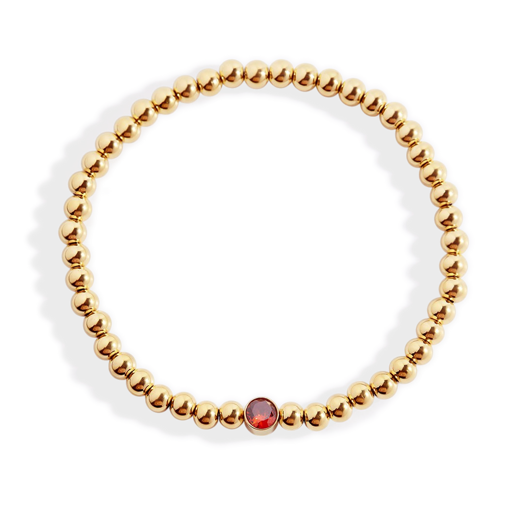 Mint & Lily Bracelet à Perles Bulles Dorées avec Pierre de Naissance
