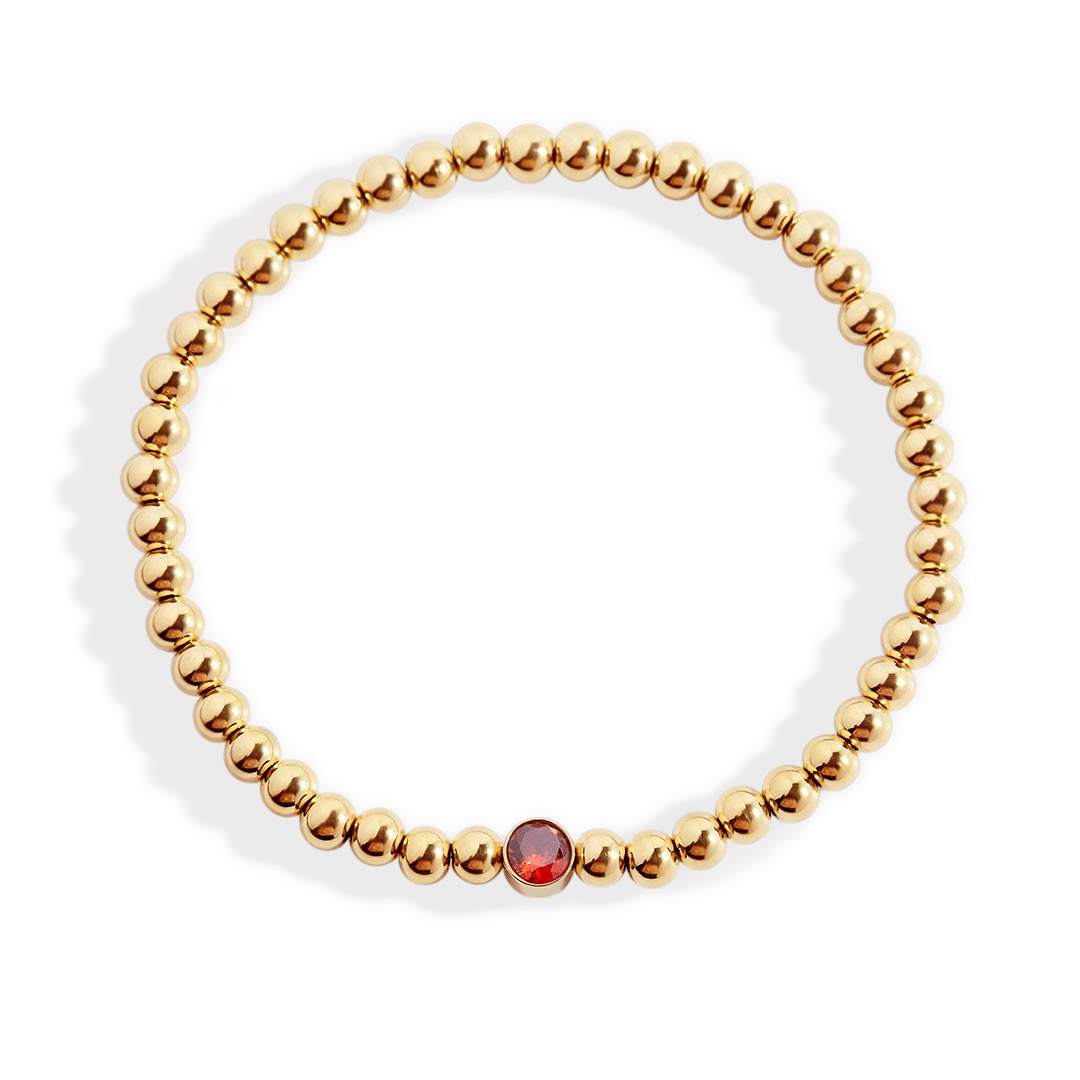 Mint & Lily Bracelet à Perles Bulles Dorées avec Pierre de Naissance
