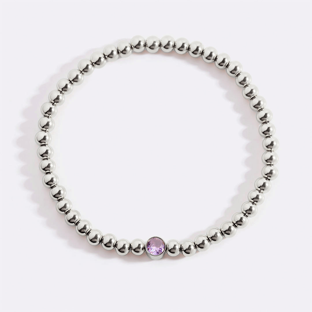Mint & Lily Bracelet à Perles Bulles Dorées avec Pierre de Naissance