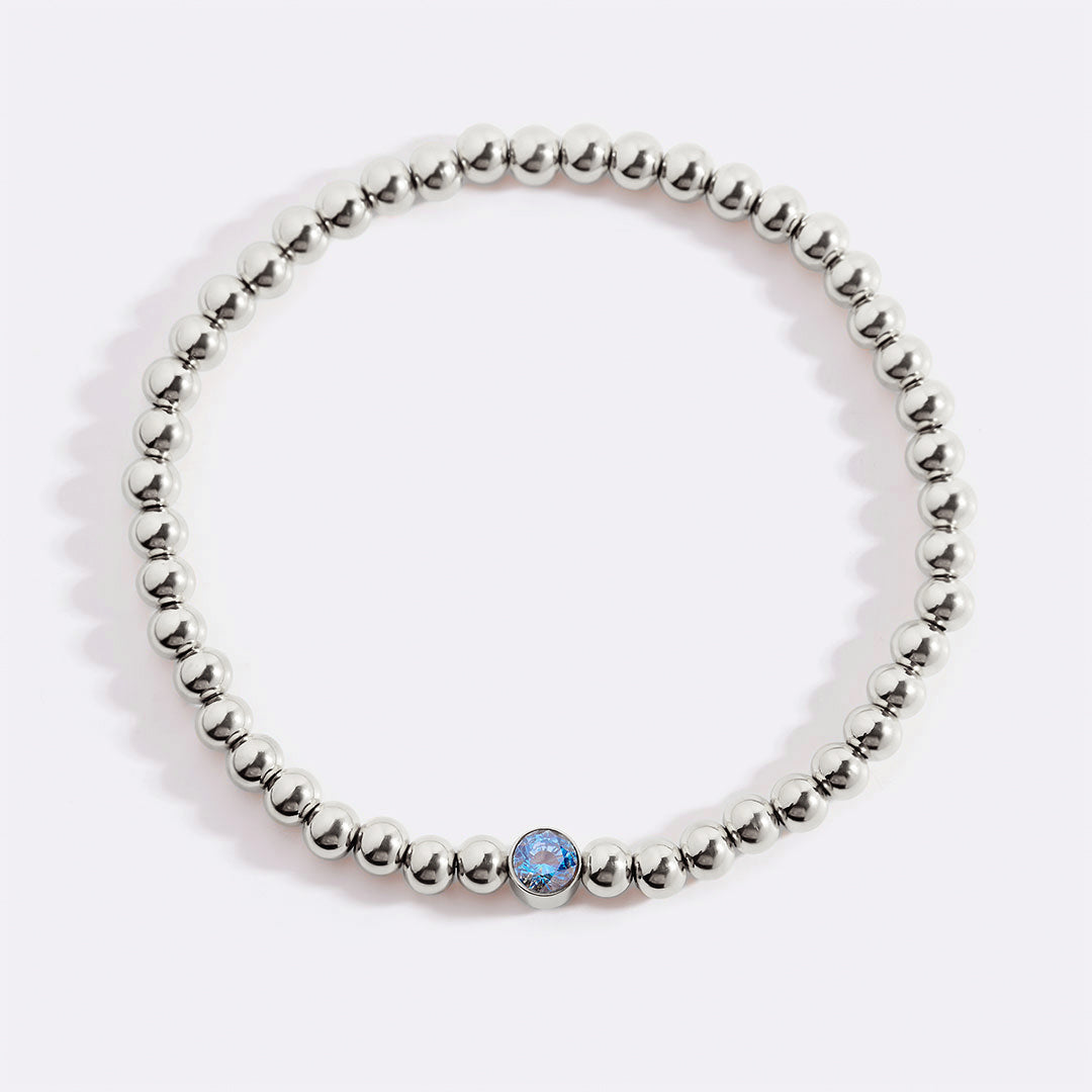 Mint & Lily Bracelet à Perles Bulles Dorées avec Pierre de Naissance
