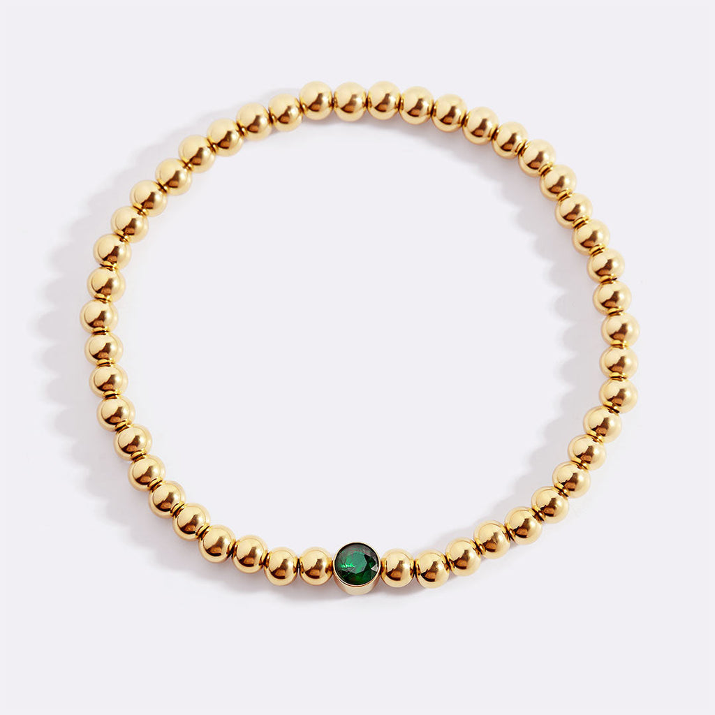 Mint & Lily Bracelet à Perles Bulles Dorées avec Pierre de Naissance