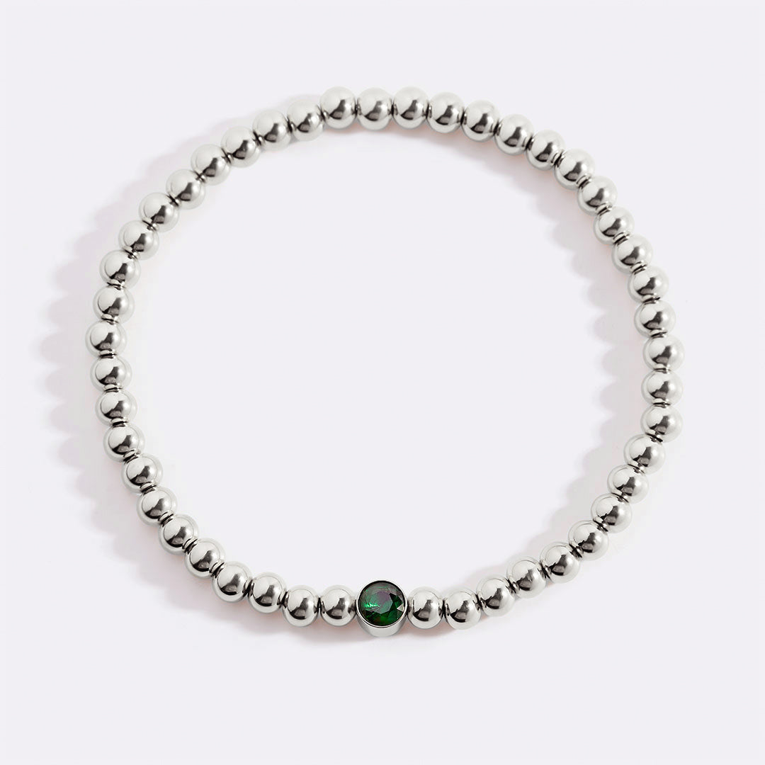 Mint & Lily Bracelet à Perles Bulles Dorées avec Pierre de Naissance