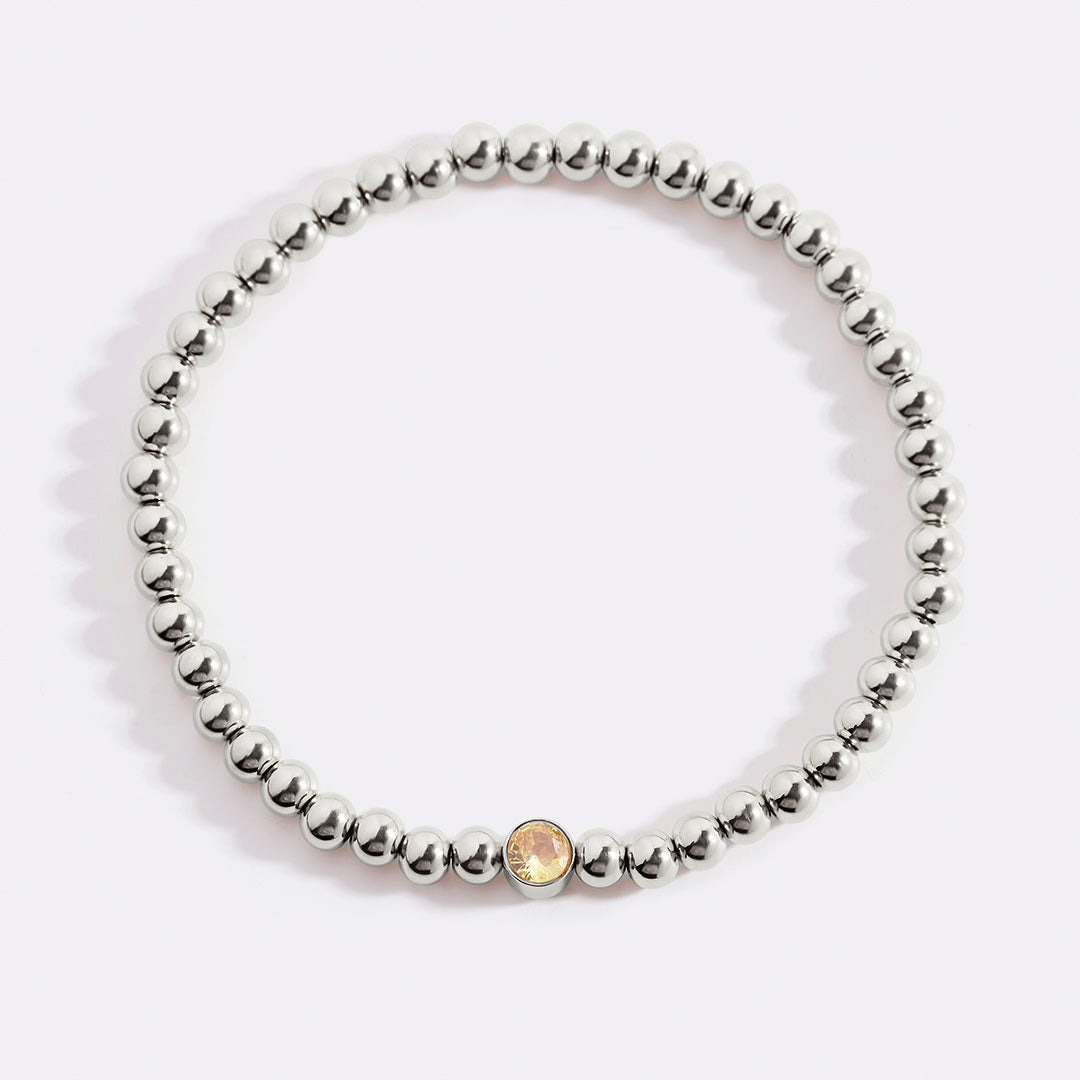 Mint & Lily Bracelet à Perles Bulles Dorées avec Pierre de Naissance