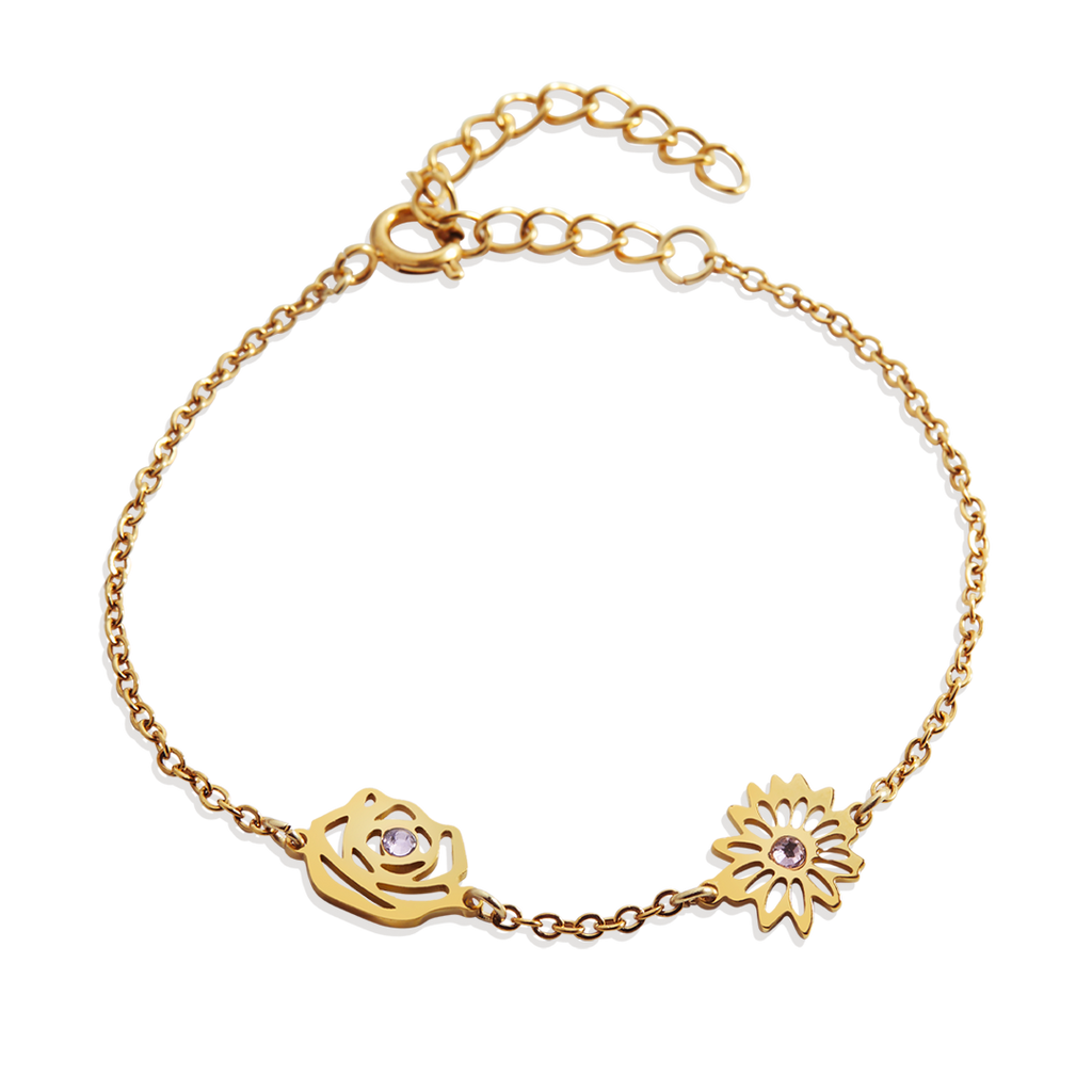 Personalized Birth Flower Charm Bracelet