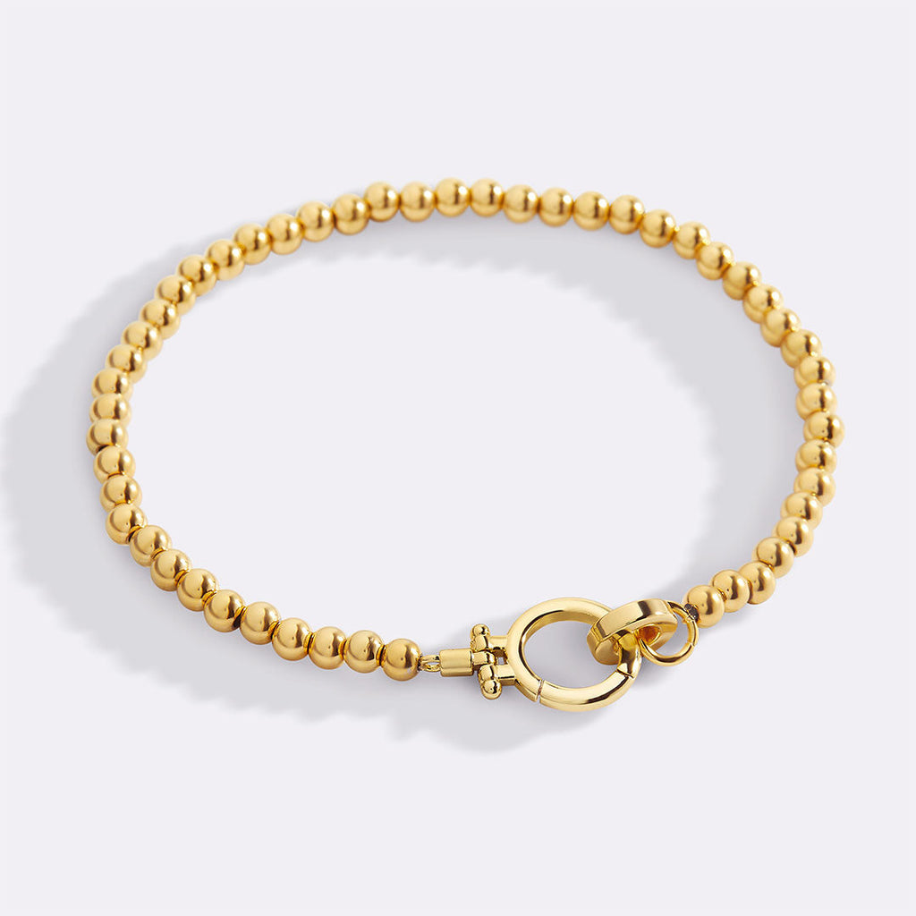 Mint & Lily Bracelet à Perles Dorées avec Fermoir Menthe