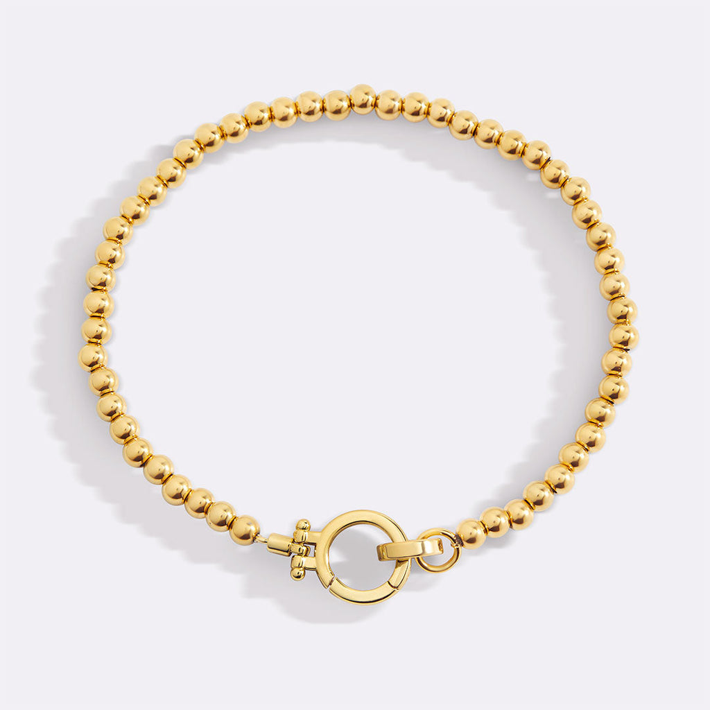 Mint & Lily Bracelet à Perles Dorées avec Fermoir Menthe