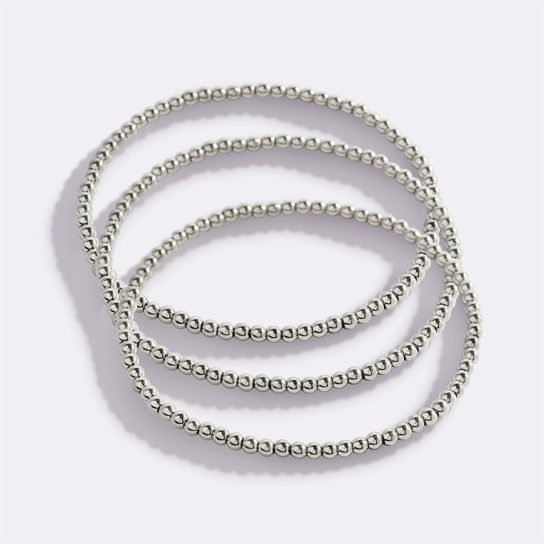 Mint & Lily Ensemble de Bracelets à Perles Dorées Superposables 3 mm