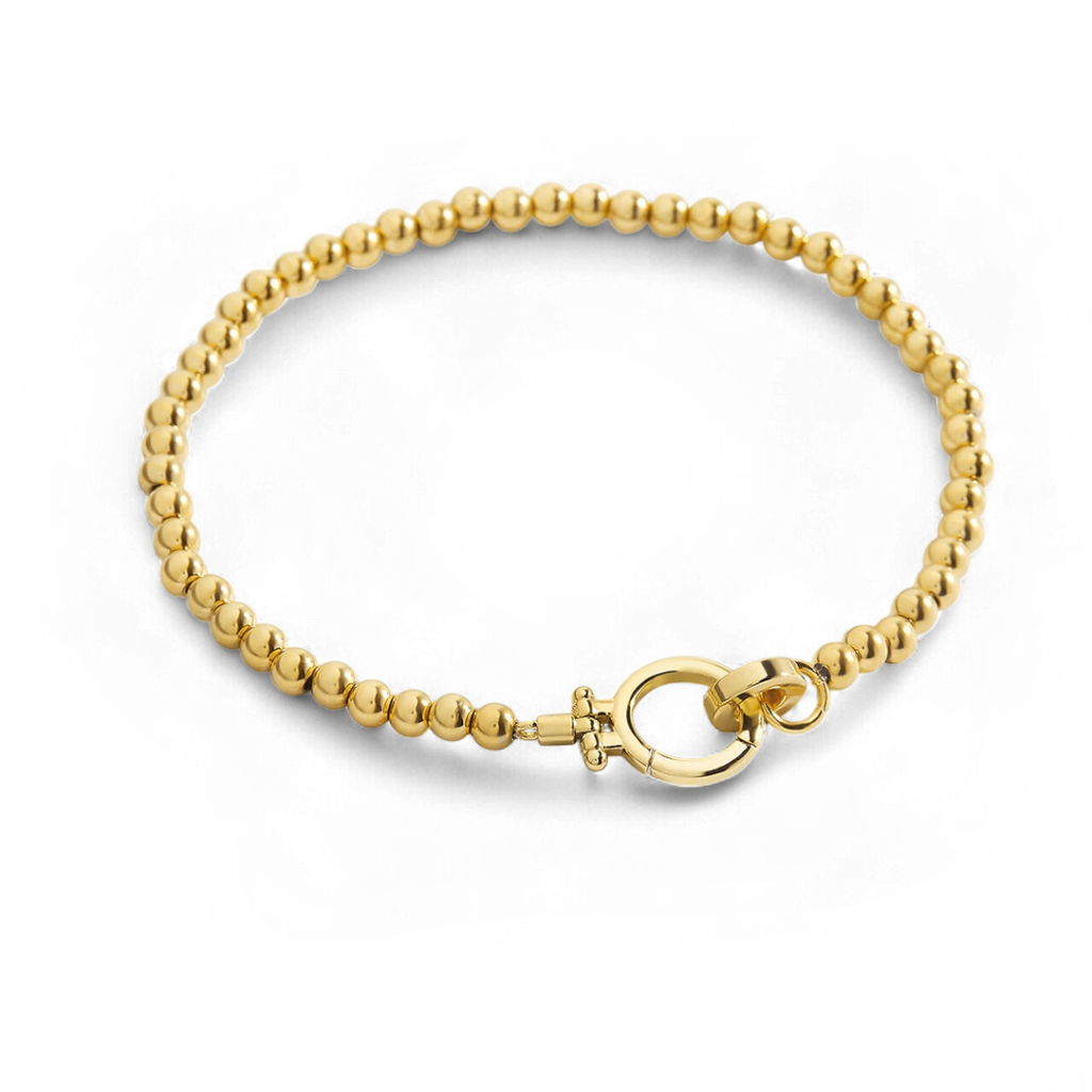 Mint & Lily Bracelet à Perles Dorées avec Fermoir Menthe