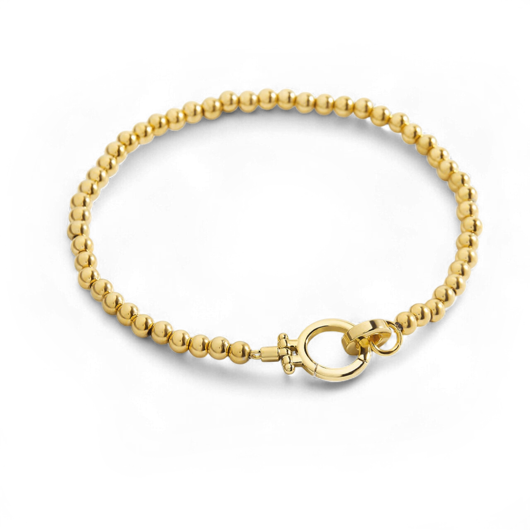 Mint & Lily Bracelet à Perles Dorées avec Fermoir Menthe