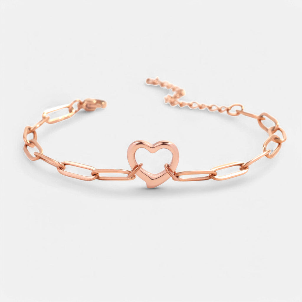 Open Heart Paperclip Chain Bracelet
