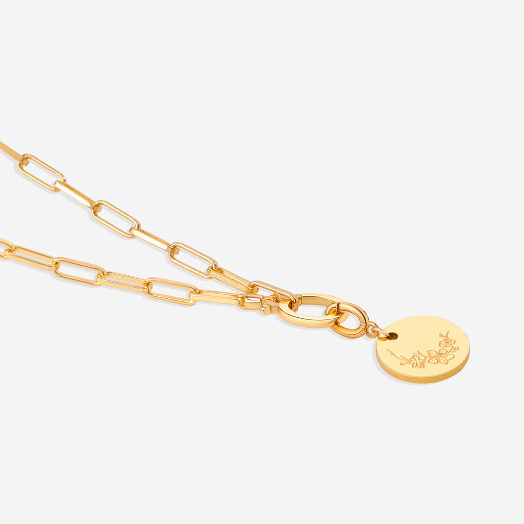 Engraved Birth Flower Disc Charm