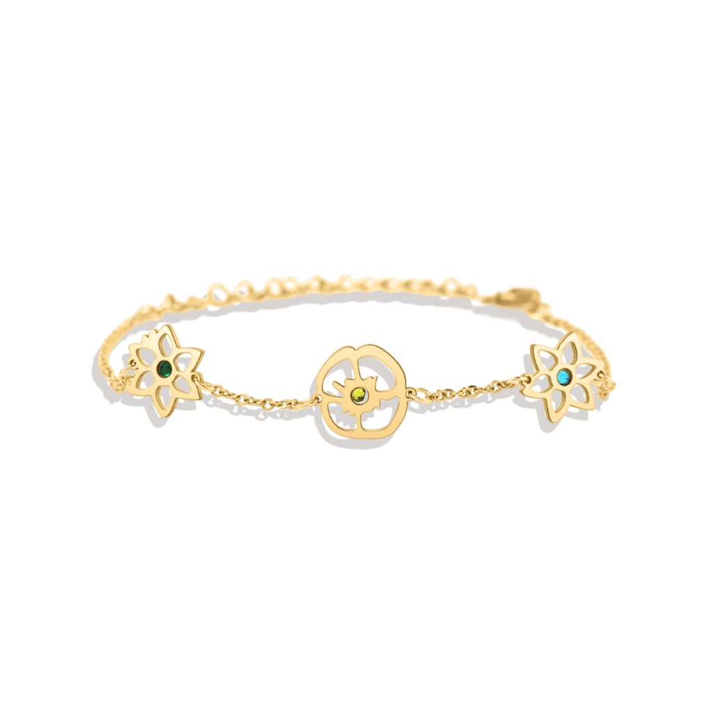Personalized Birth Flower Charm Bracelet