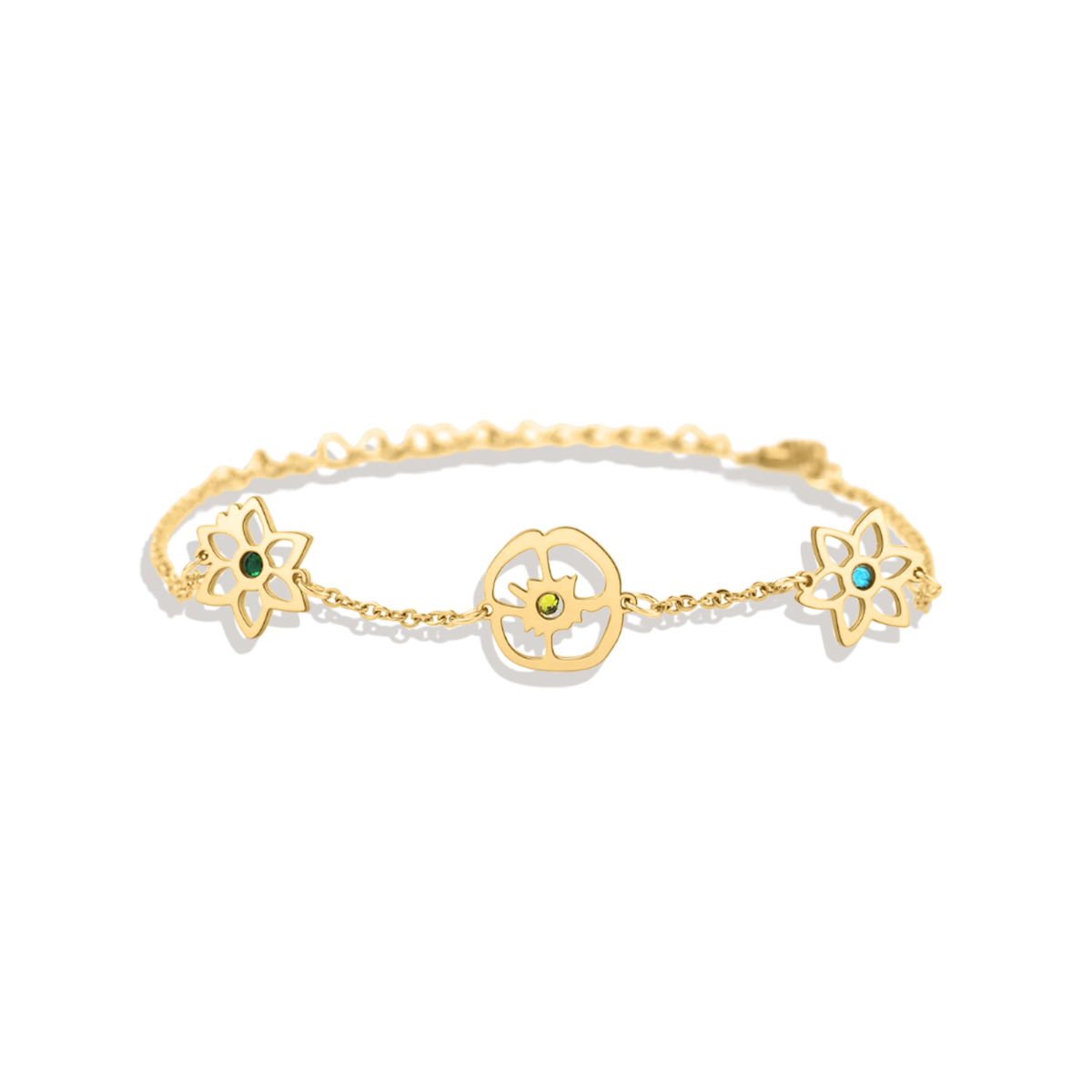 Personalized Birth Flower Charm Bracelet