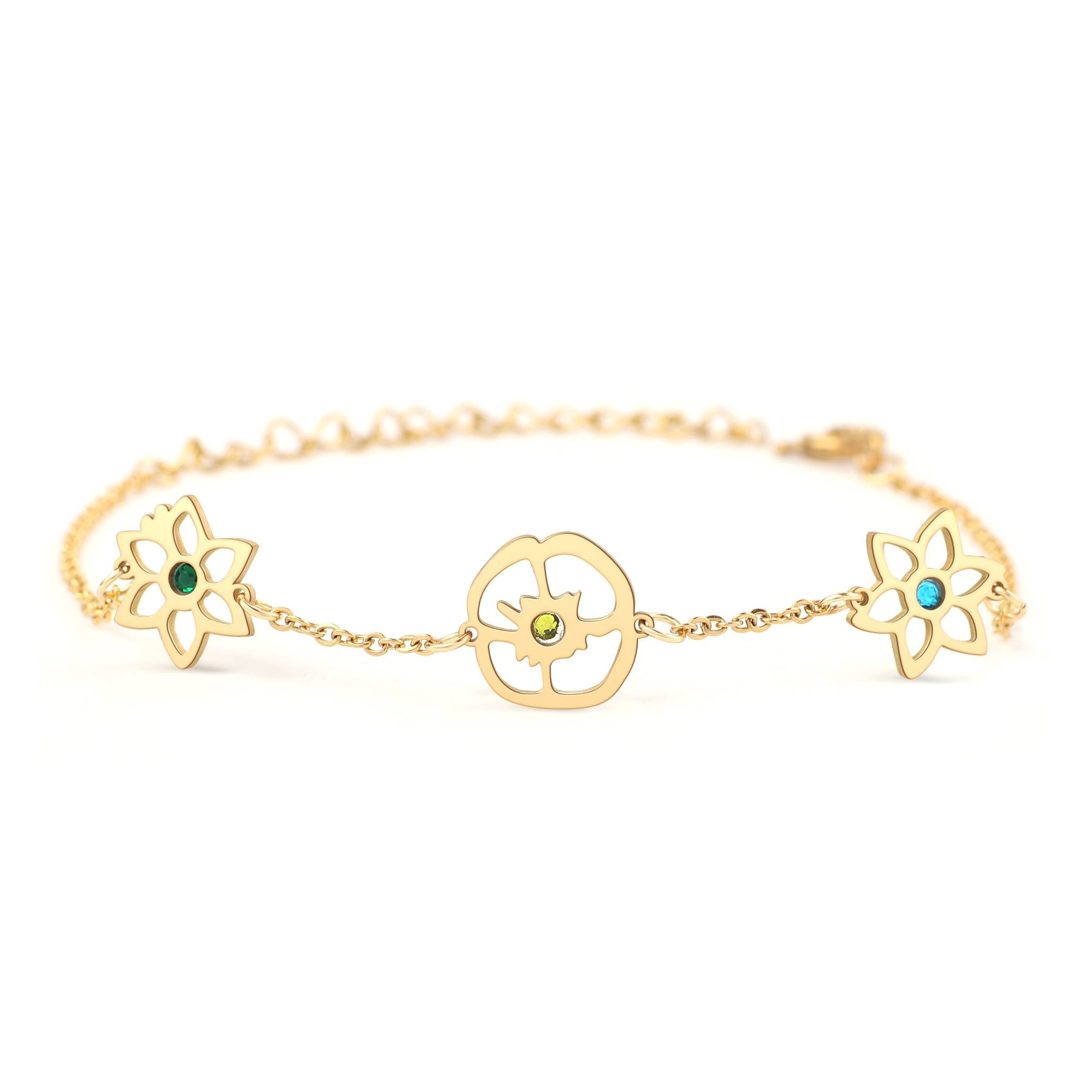 Personalized Birth Flower Charm Bracelet