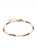 Mint & Lily Bracelet Minimaliste Tourmaline Arc-en-Ciel en Perles Dorées