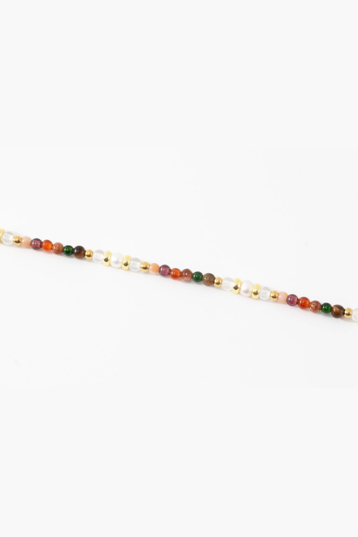 Mint & Lily Bracelet Minimaliste Tourmaline Arc-en-Ciel en Perles Dorées