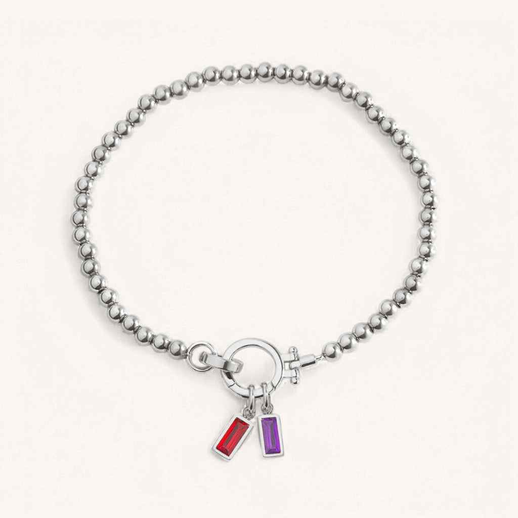 Mint & Lily Bracelet à Perles de Naissance Dorées avec Charmes