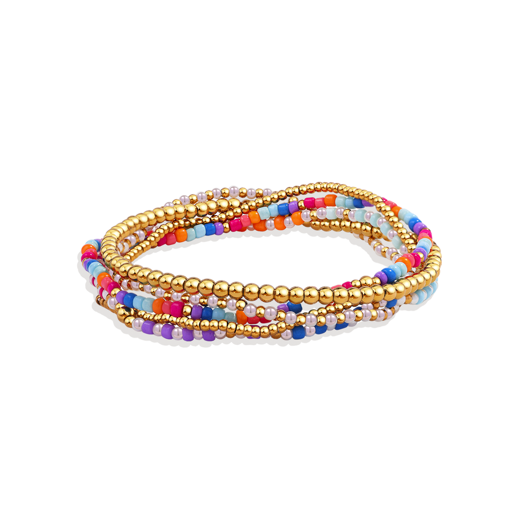Mint & Lily Ensemble de Bracelets à Perles Superposables Été