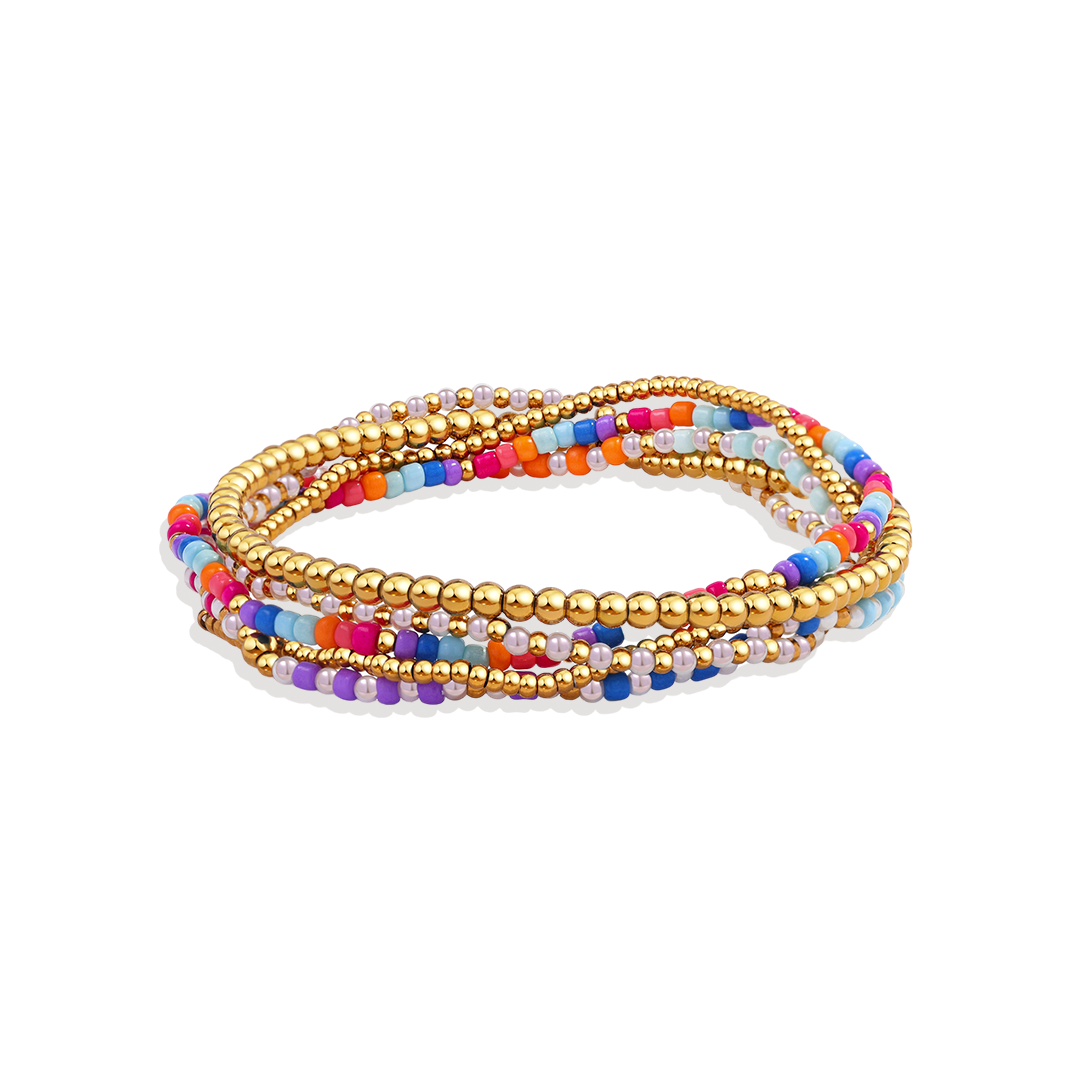 Mint & Lily Ensemble de Bracelets à Perles Superposables Été