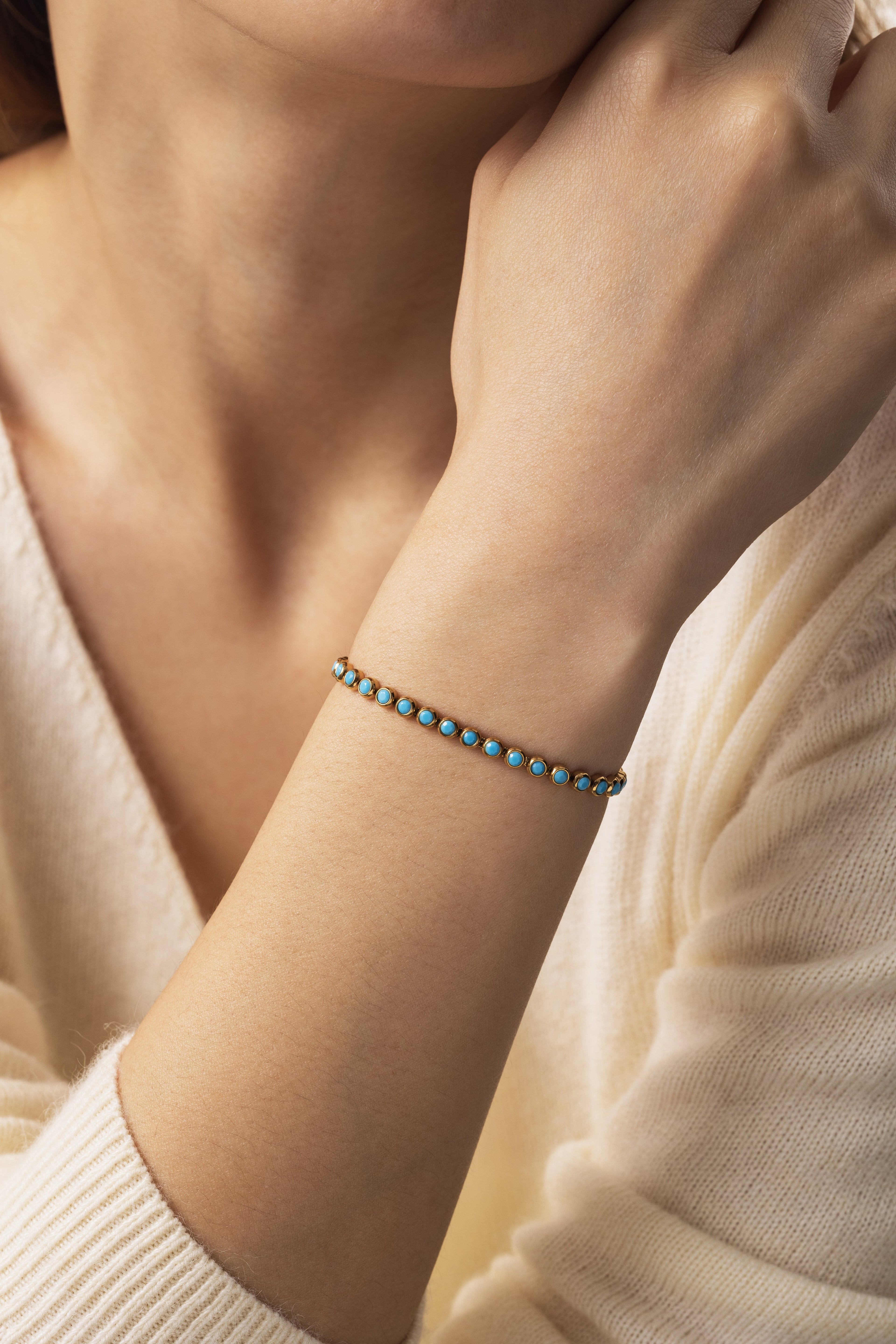Turquoise Bezel Set Tennis Bracelet