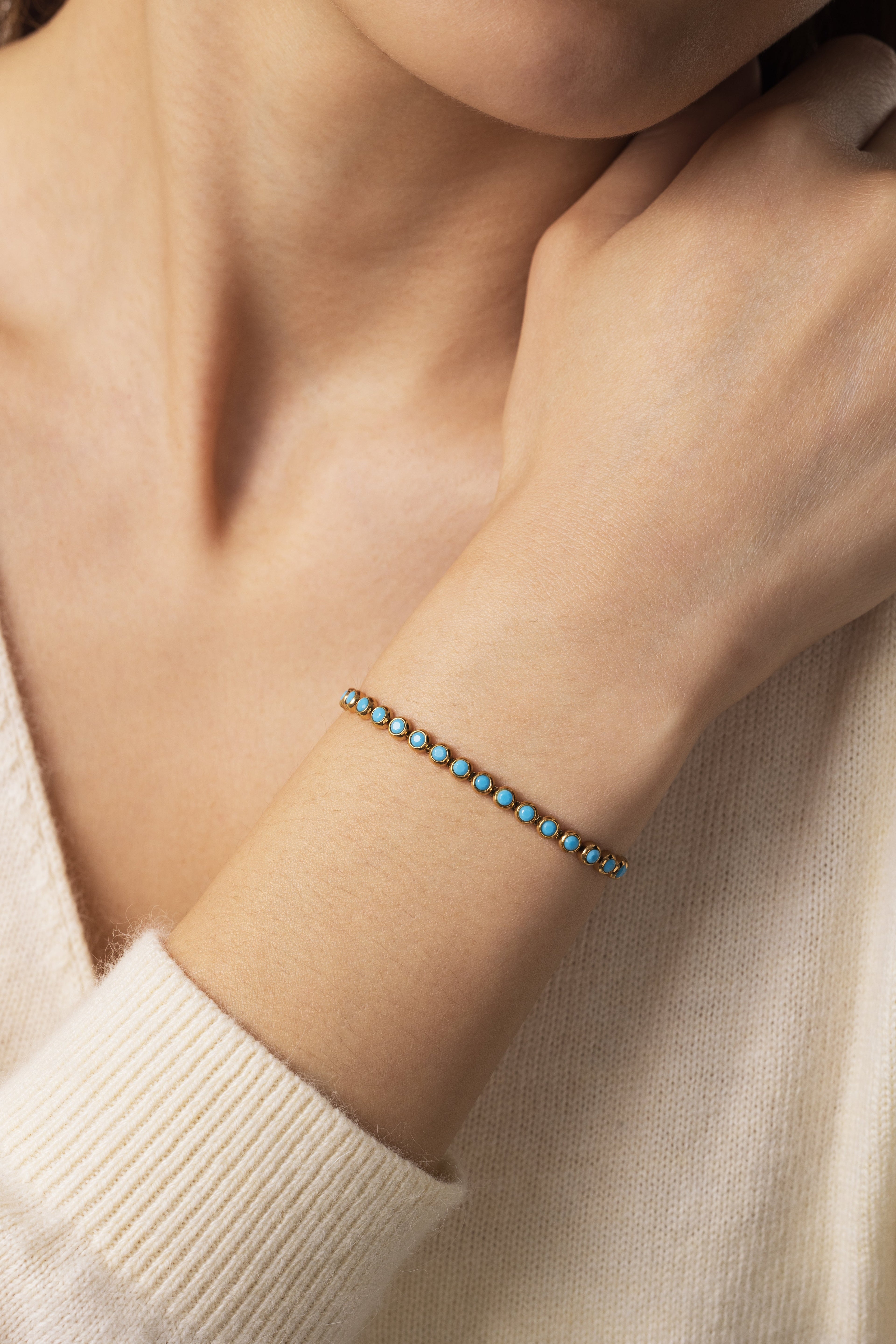 Turquoise Bezel Set Tennis Bracelet