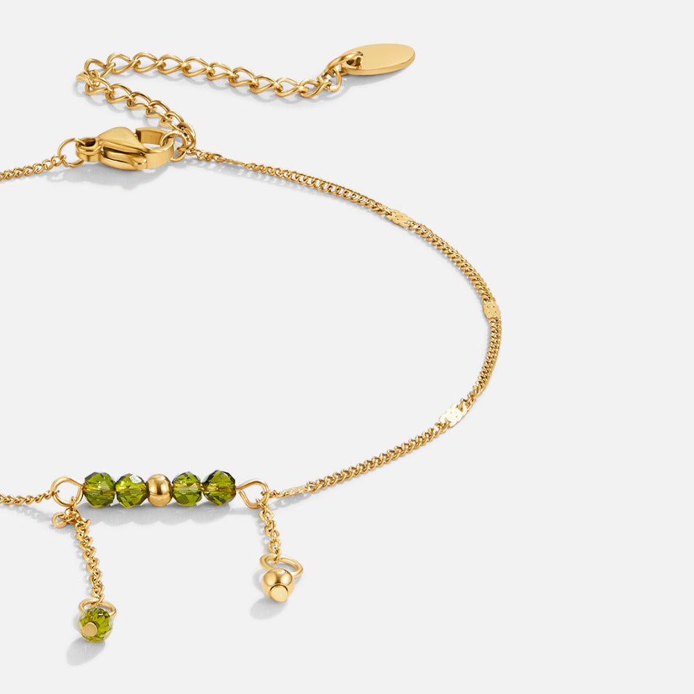 Arizona Green Bead Tassel Anklet
