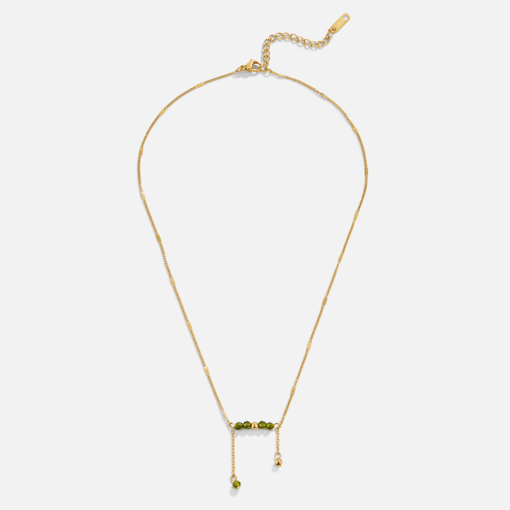 Arizona Green Bead Tassel Necklace