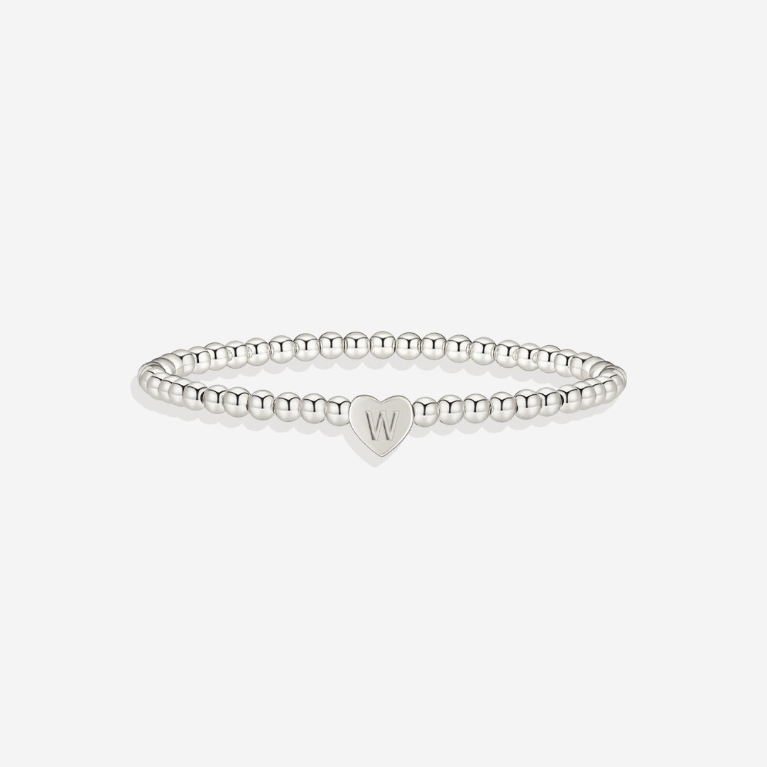 Mint & Lily Bracelet à Perles Dorées avec Initiale Cœur