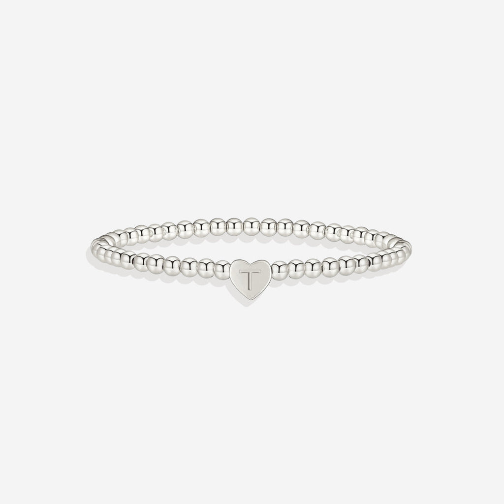 Mint & Lily Bracelet à Perles Dorées avec Initiale Cœur