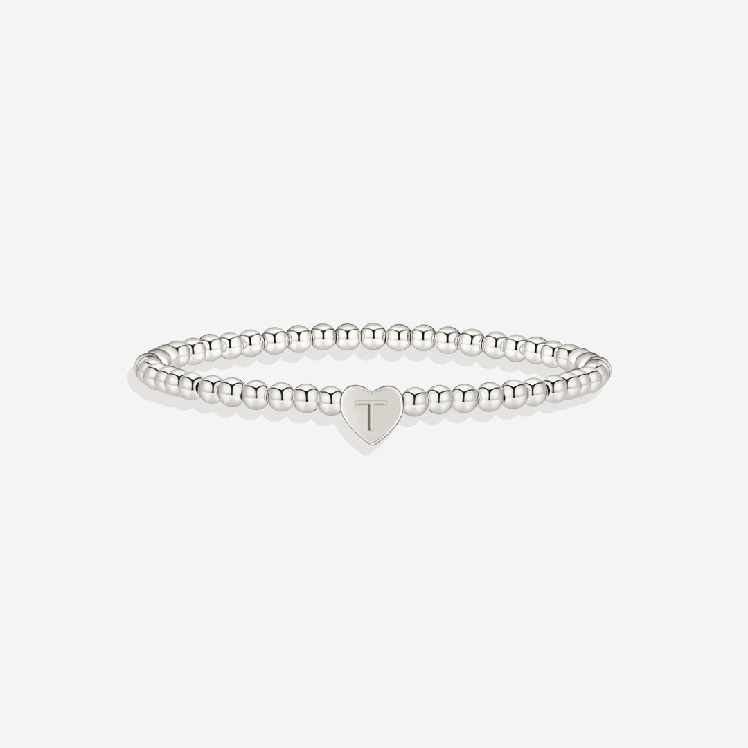 Mint & Lily Bracelet à Perles Dorées avec Initiale Cœur