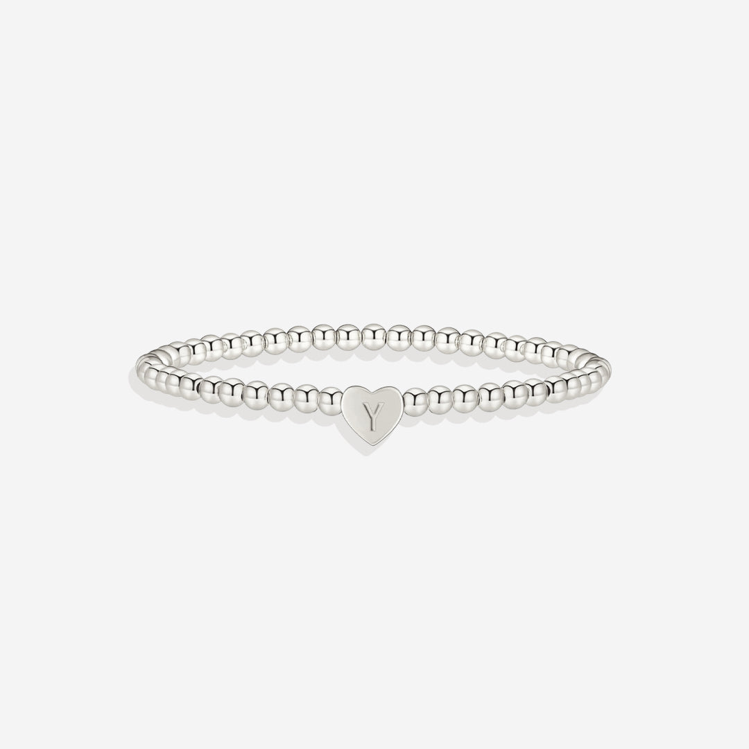 Mint & Lily Bracelet à Perles Dorées avec Initiale Cœur