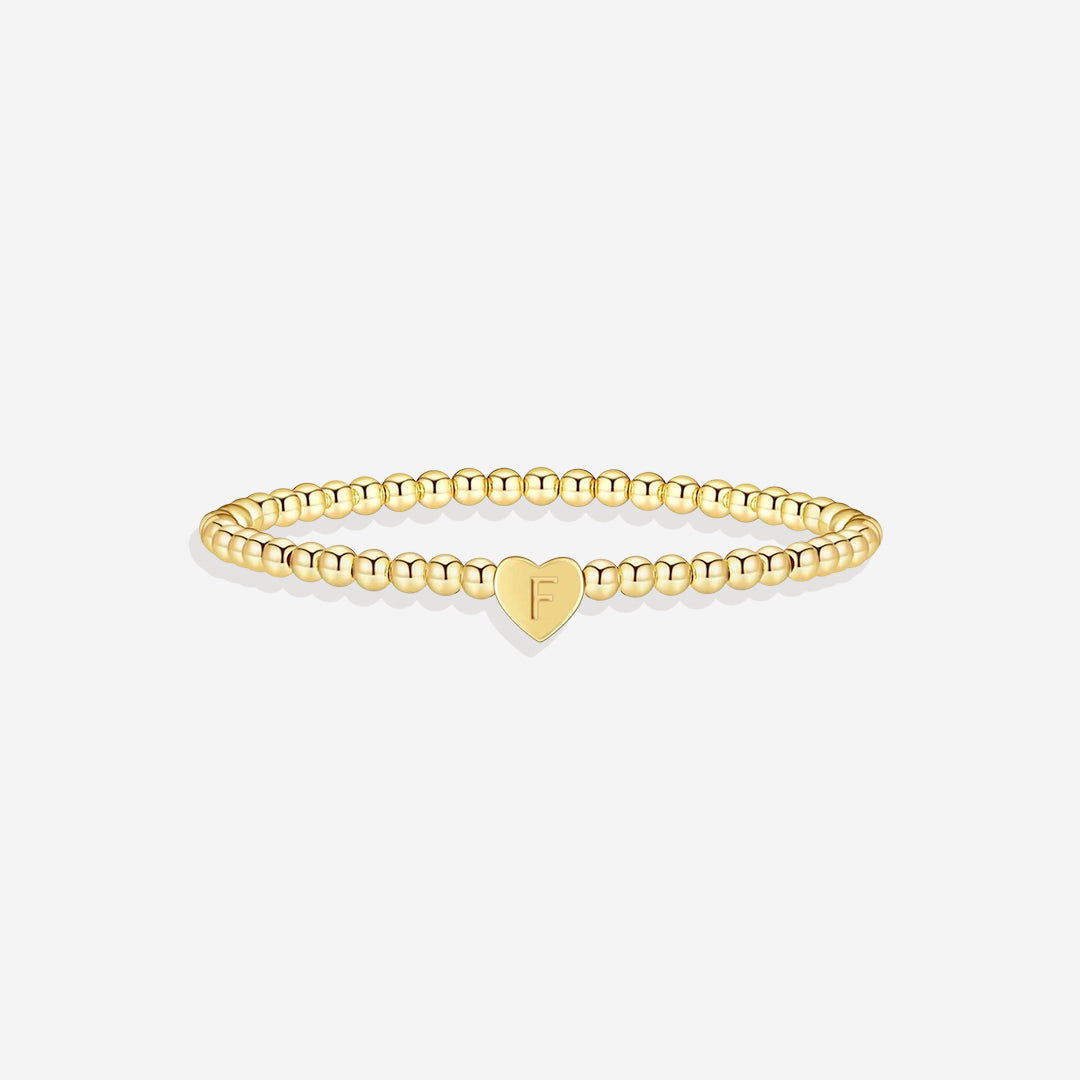 Mint & Lily Bracelet à Perles Dorées avec Initiale Cœur