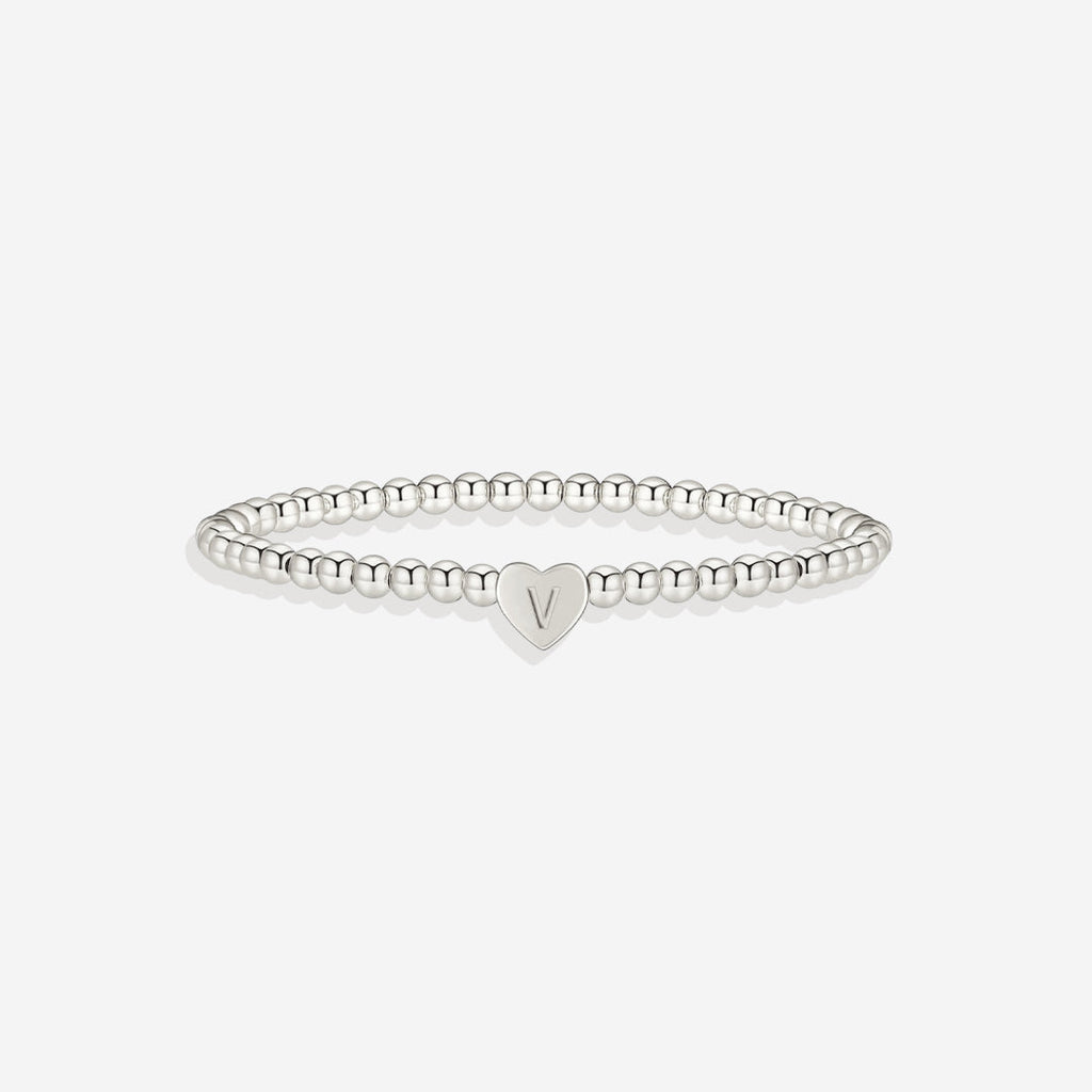 Mint & Lily Bracelet à Perles Dorées avec Initiale Cœur