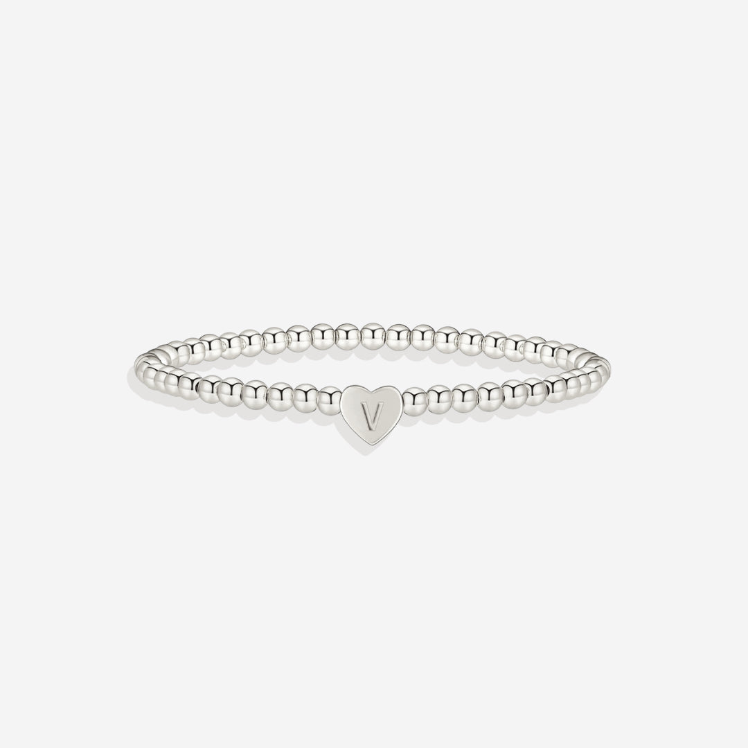 Mint & Lily Bracelet à Perles Dorées avec Initiale Cœur