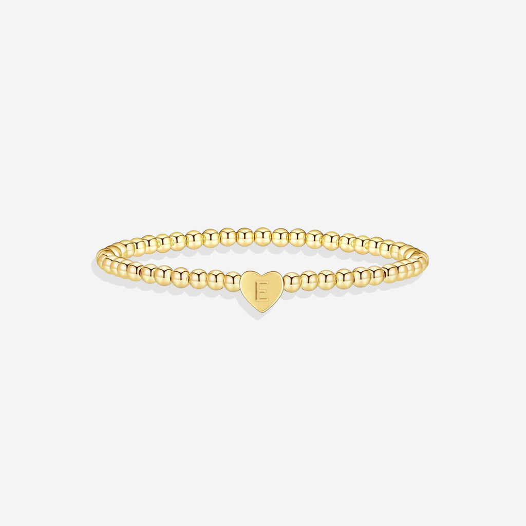 Mint & Lily Bracelet à Perles Dorées avec Initiale Cœur