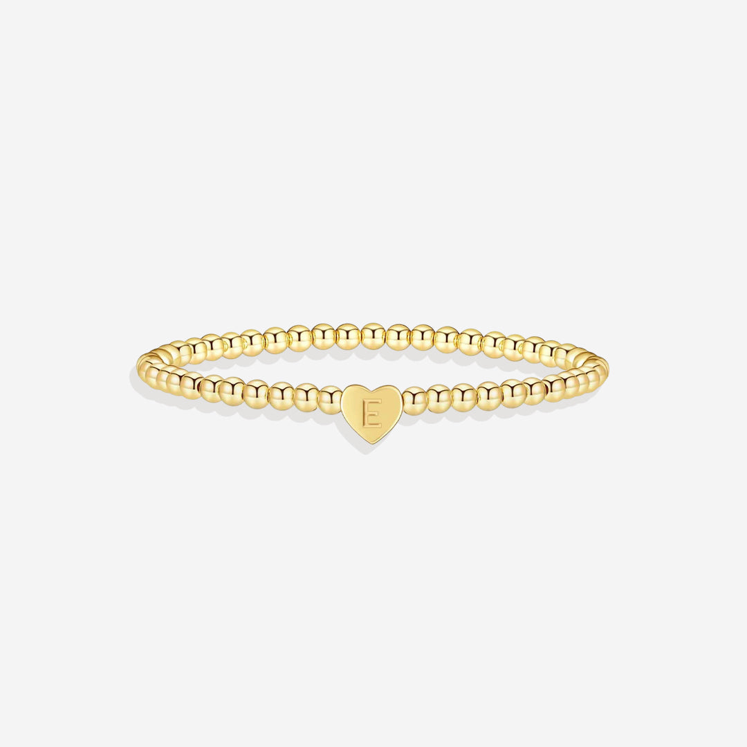 Mint & Lily Bracelet à Perles Dorées avec Initiale Cœur