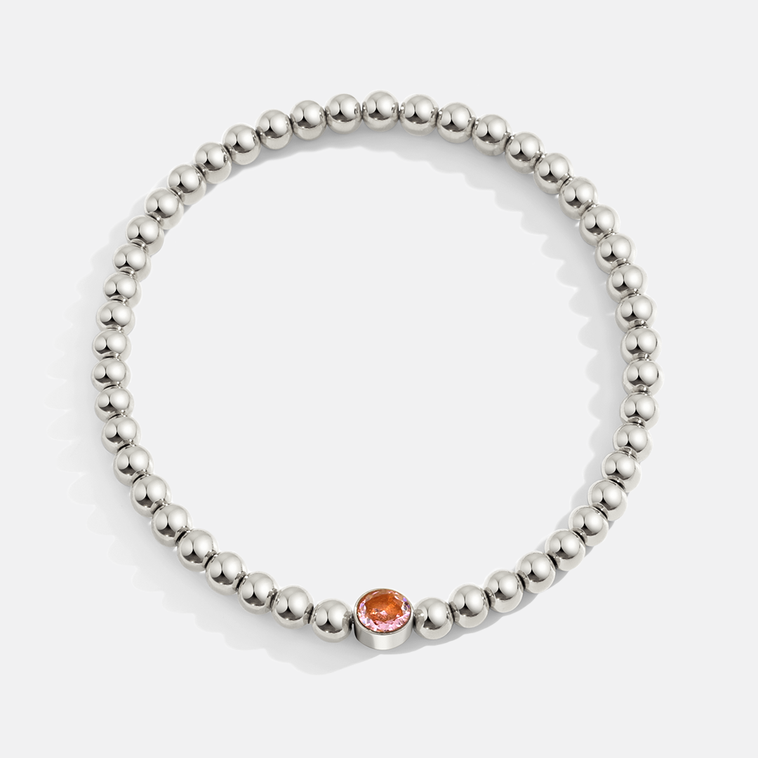 Mint & Lily Bracelet à Perles Bulles Dorées avec Pierre de Naissance