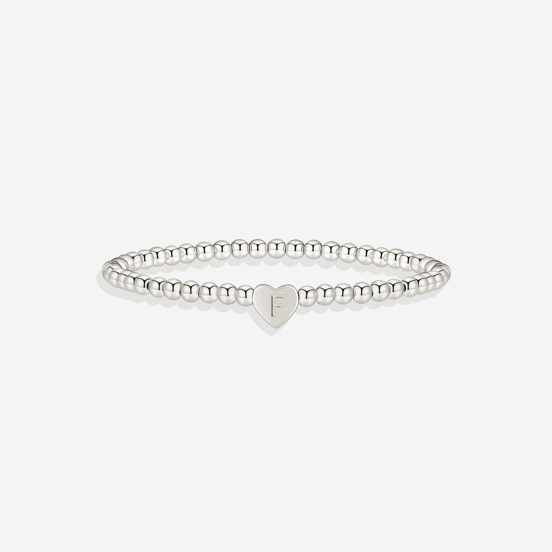 Mint & Lily Bracelet à Perles Dorées avec Initiale Cœur