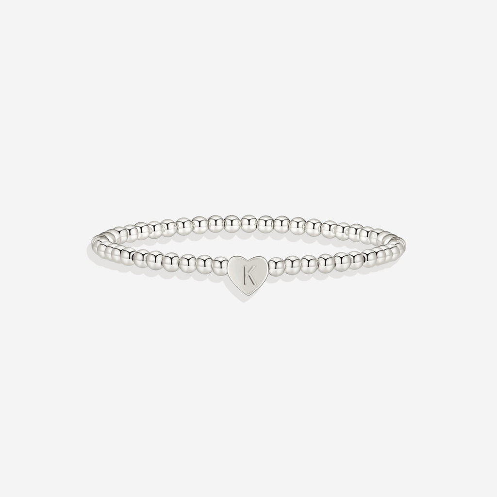 Mint & Lily Bracelet à Perles Dorées avec Initiale Cœur