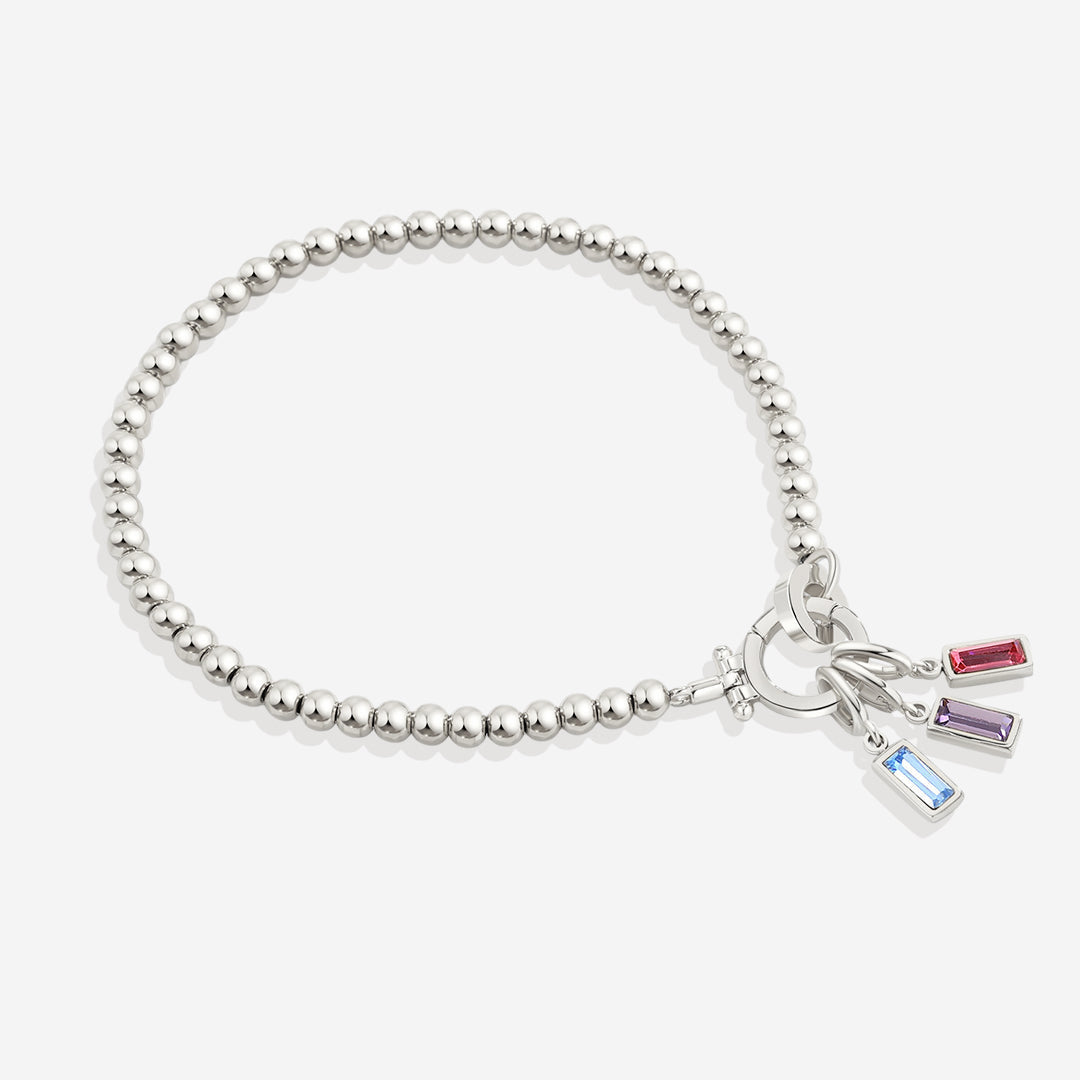 Mint & Lily Bracelet à Perles de Naissance Dorées avec Charmes