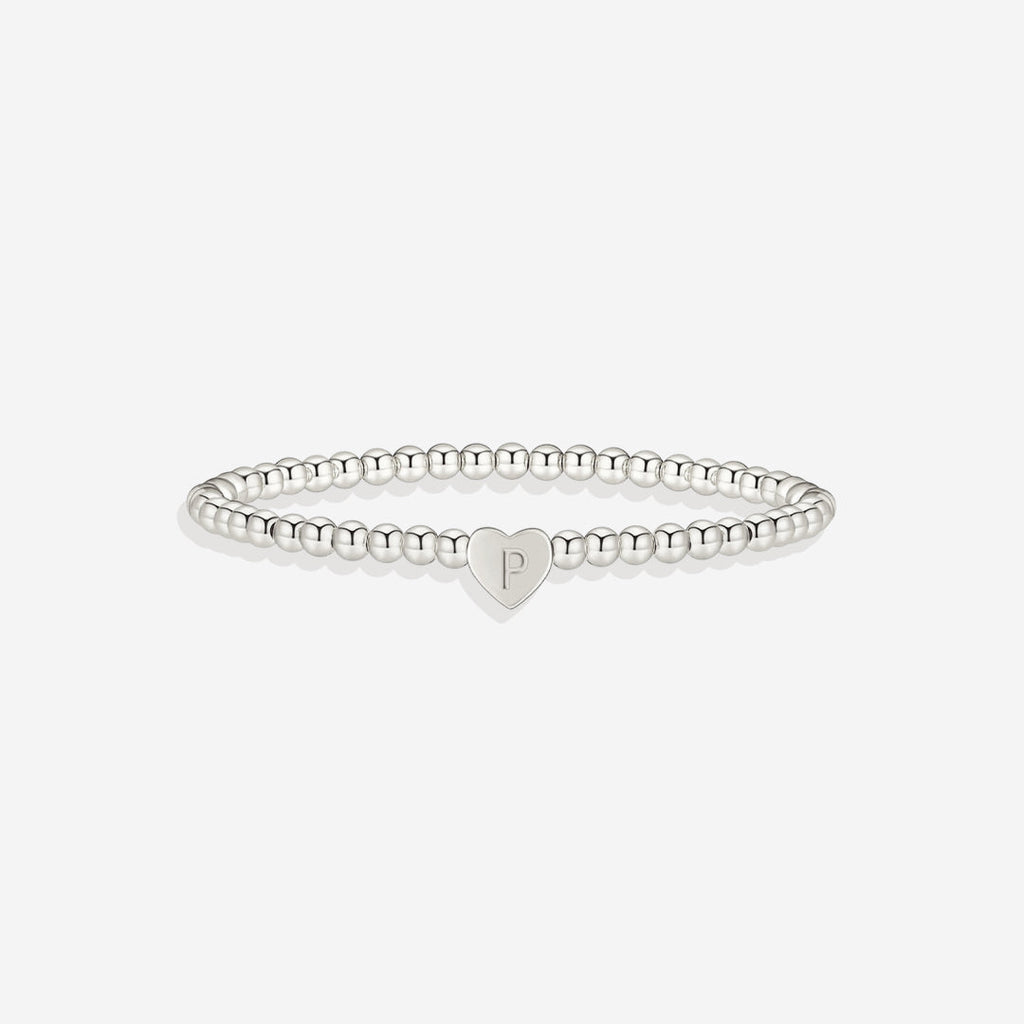Mint & Lily Bracelet à Perles Dorées avec Initiale Cœur