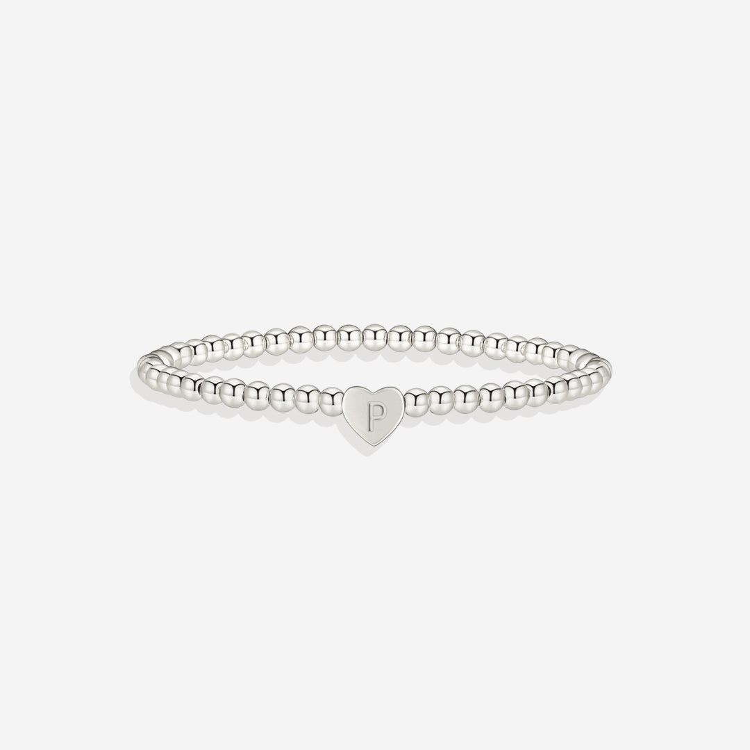 Mint & Lily Bracelet à Perles Dorées avec Initiale Cœur