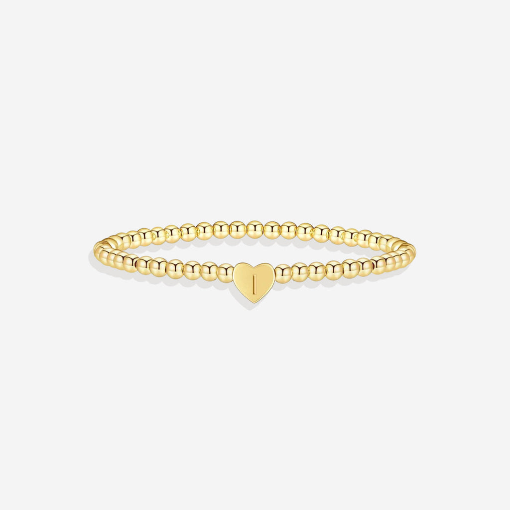 Mint & Lily Bracelet à Perles Dorées avec Initiale Cœur