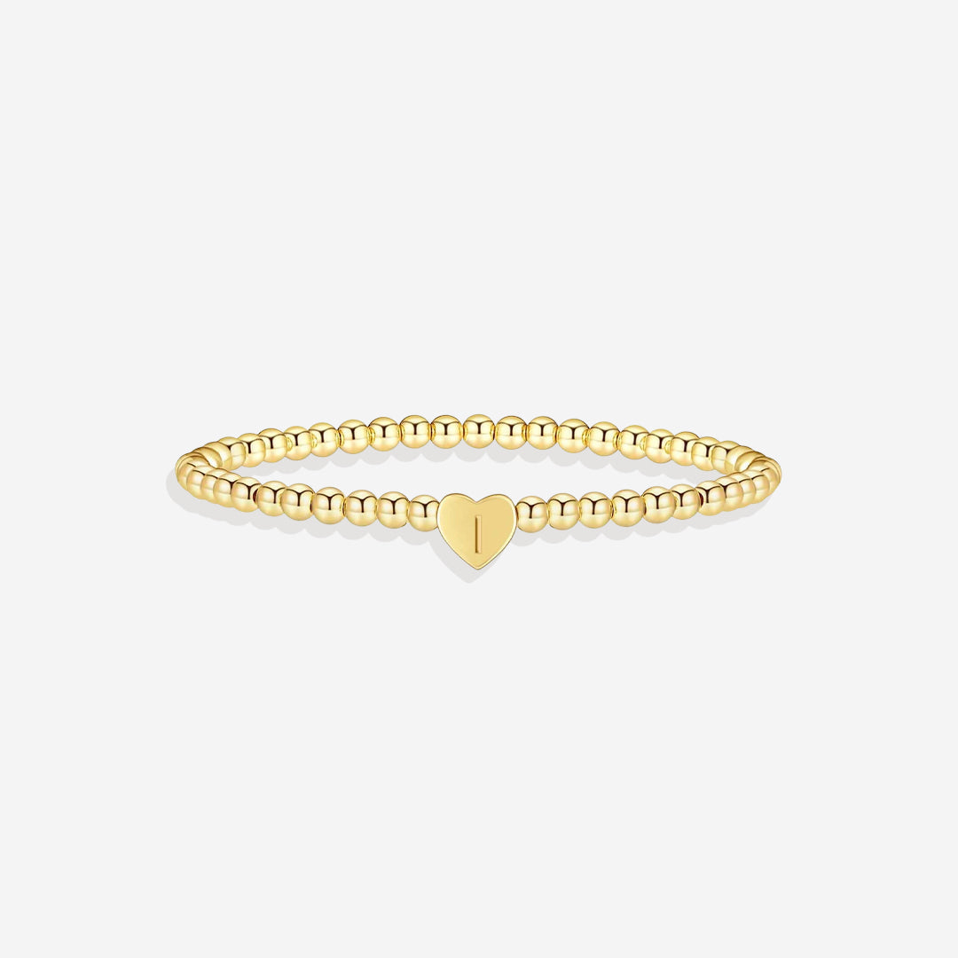 Mint & Lily Bracelet à Perles Dorées avec Initiale Cœur