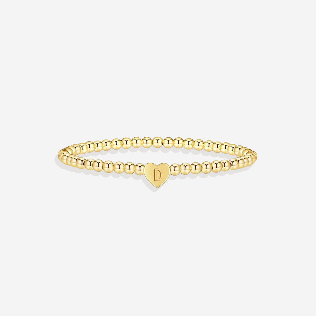 Mint & Lily Bracelet à Perles Dorées avec Initiale Cœur