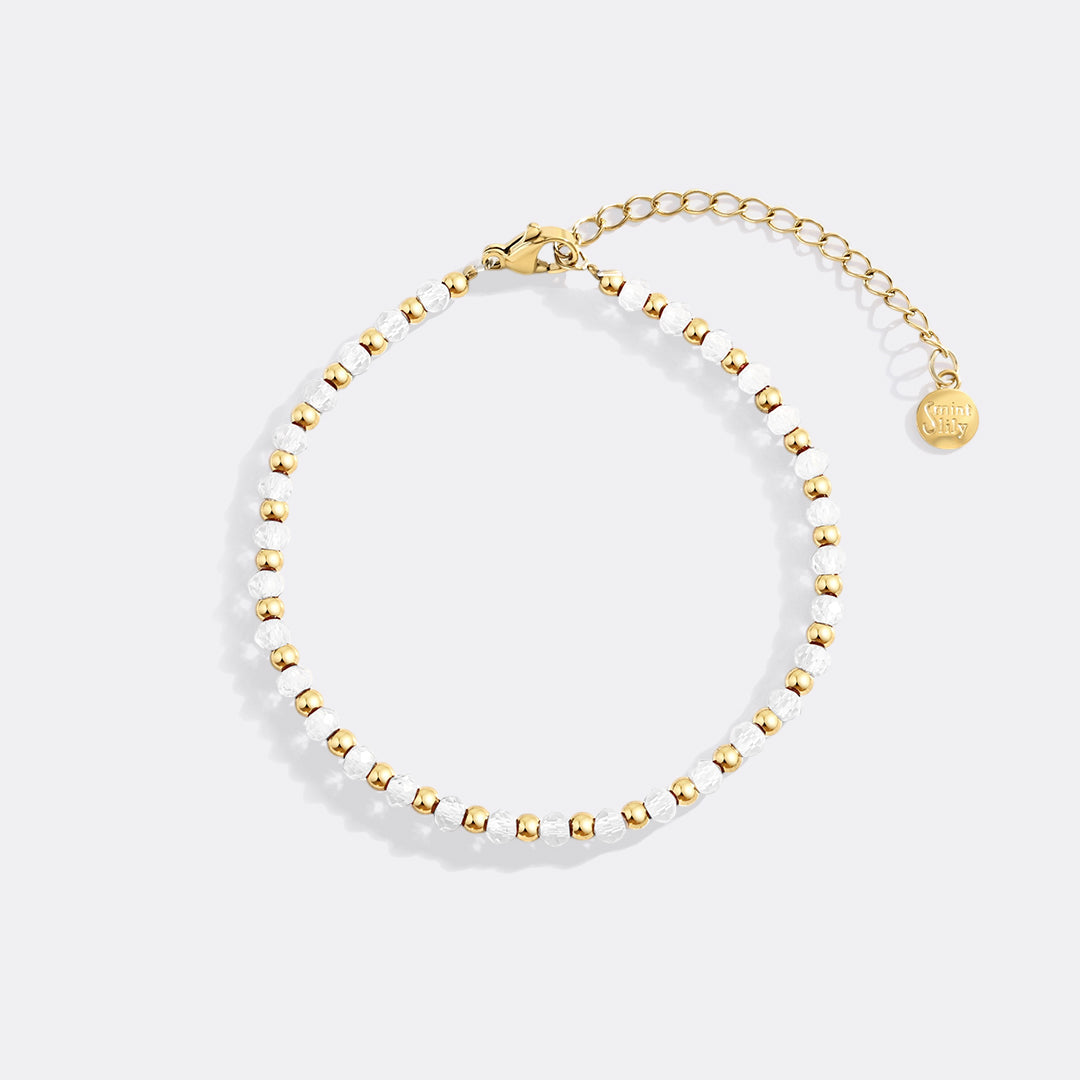 Mint & Lily Bracelet à Perles avec Pierre de Naissance et Perles Dorées