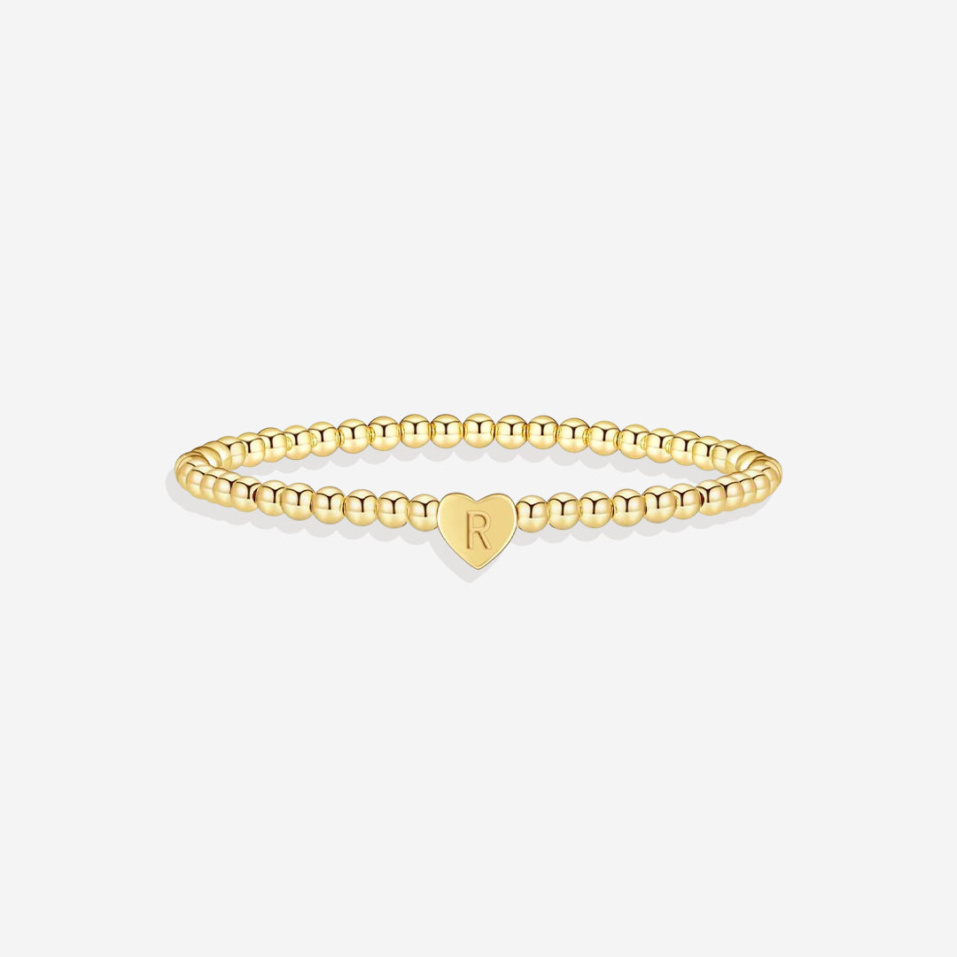Mint & Lily Bracelet à Perles Dorées avec Initiale Cœur