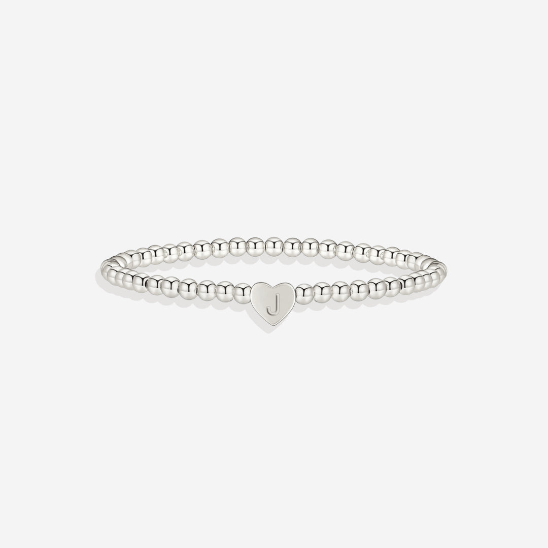 Mint & Lily Bracelet à Perles Dorées avec Initiale Cœur