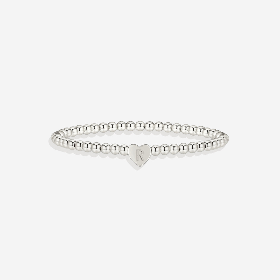 Mint & Lily Bracelet à Perles Dorées avec Initiale Cœur